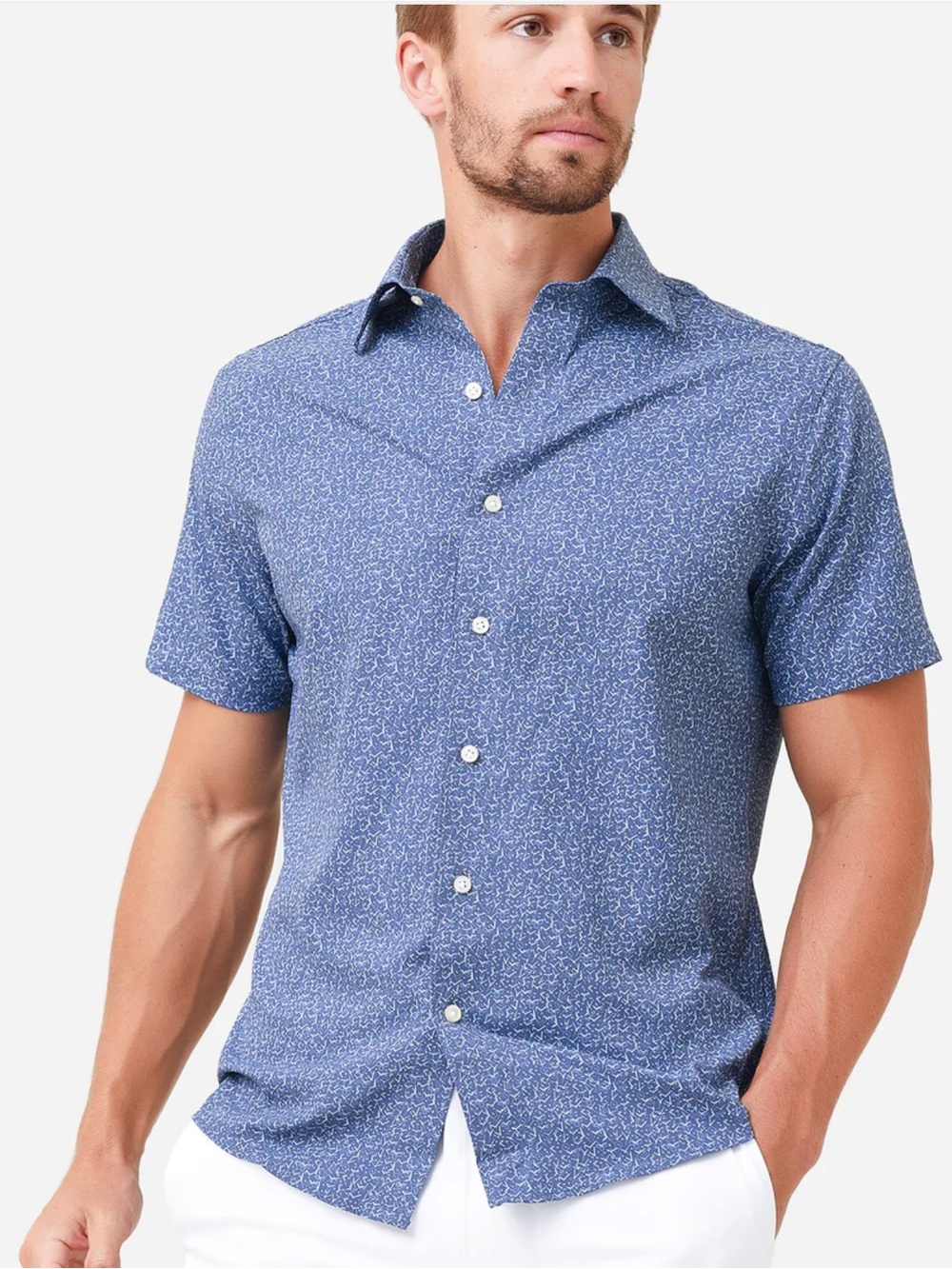 PETER MILLAR Crown Crafted Men's Keeping Time Performance Poplin Sport Shirt M